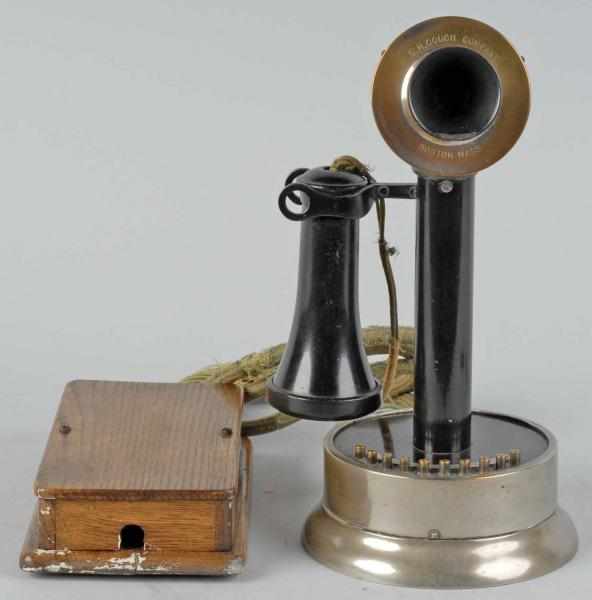 Appraisal: Couch -Station Candlestick Telephone Description Circa Nickel and black over