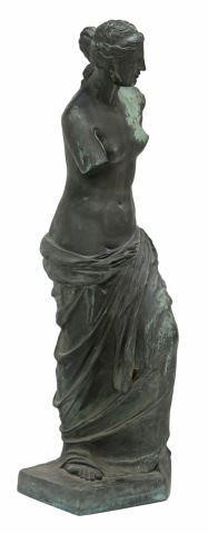 Appraisal: Patinated bronze sculpture Venus de Milo after the ancient Greek