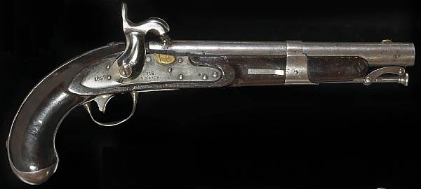 Appraisal: A U S Navy Model percussion conversion pistol by Simeon