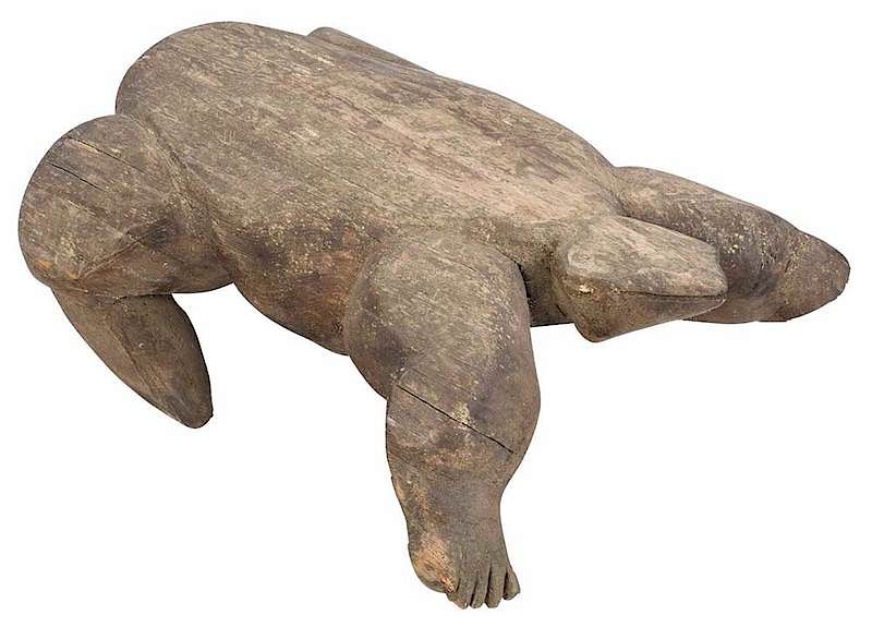 Appraisal: Carved Wood Folk Art Turtle American attributed to William Baxter