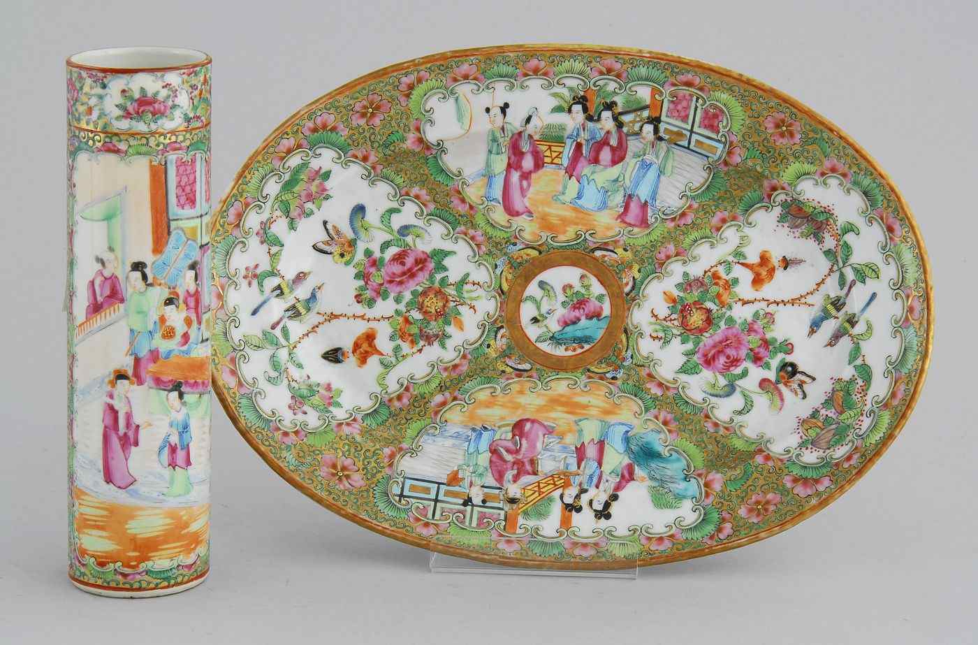 Appraisal: TWO PIECES OF CHINESE EXPORT PORCELAINCirca A brush vase with