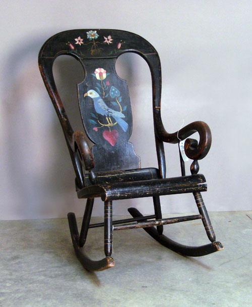 Appraisal: Painted balloon back rocking chair th c