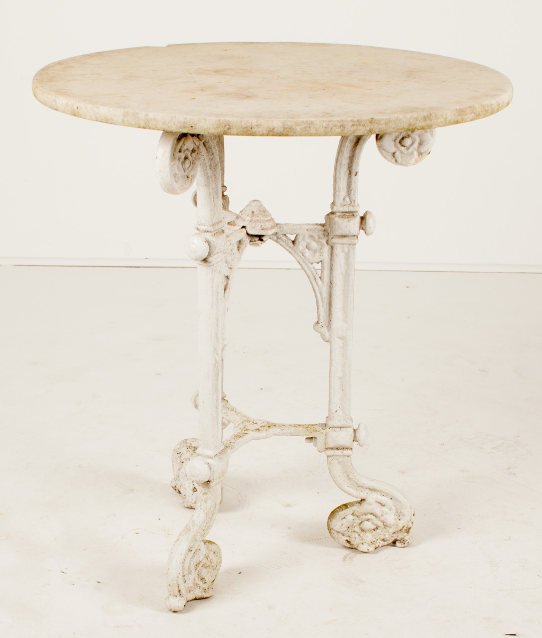 Appraisal: Victorian painted wrought iron marble top table fourth quarter- th