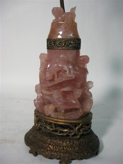 Appraisal: Rose quartz vase with cover th century