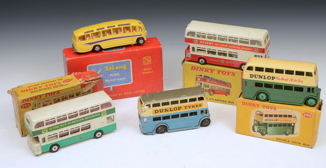 Appraisal: A BLUE AND CREAM LIVERIED DOUBLE DECKER BUS togeher with