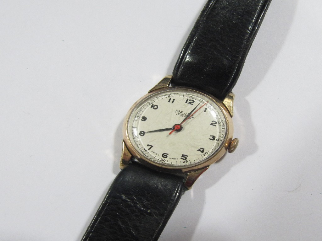 Appraisal: Gents mid th century ct gold cased Majex wrist watch