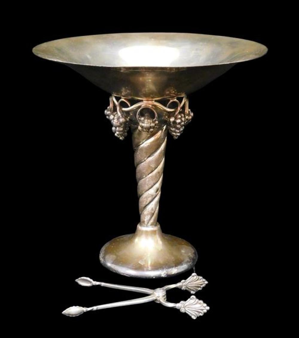 Appraisal: STERLING Hamilton Silver Co compote with Jensen tongs Jensen style