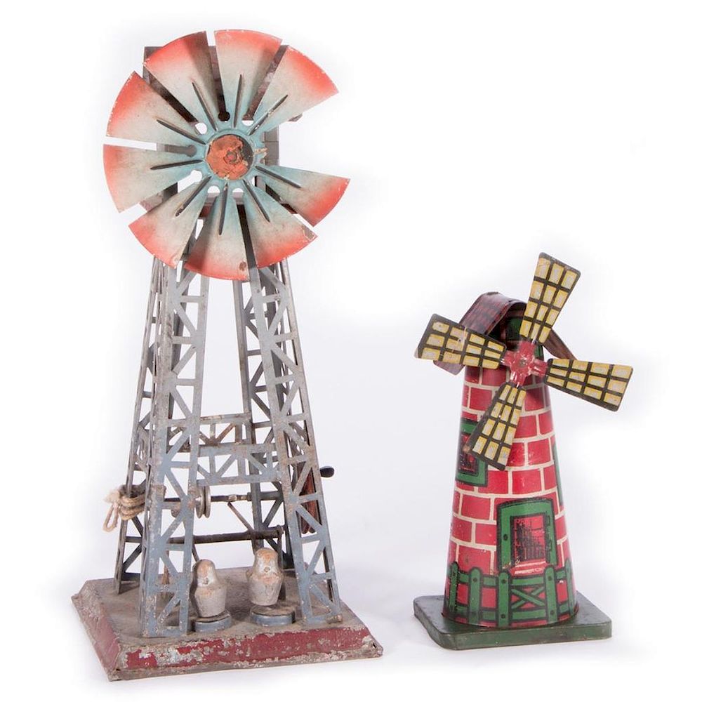 Appraisal: Steam Toy Stamping Mill Tin Windmill Two tin toys The