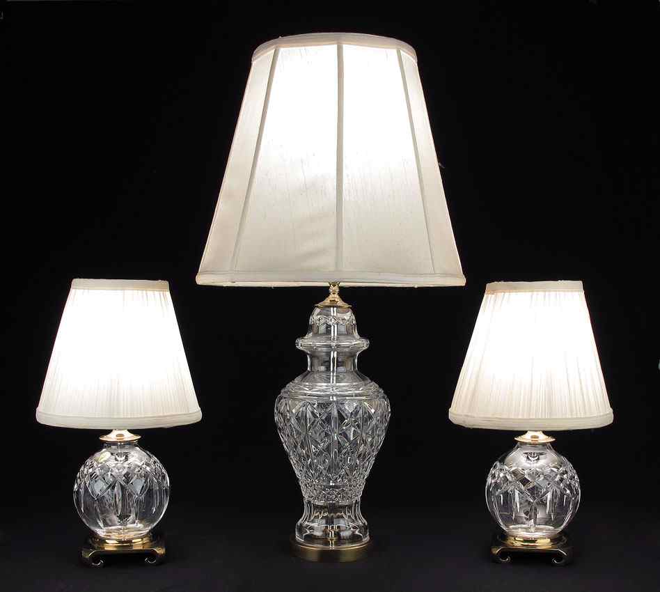 Appraisal: WATERFORD CRYSTAL LAMPS Pair of boudoir lamps '' tall foil