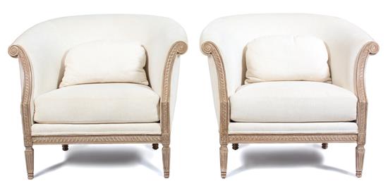 Appraisal: Sale Lot A Pair of Louis XVI Style Upholstered Bergeres