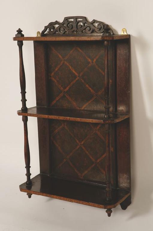 Appraisal: A SET OF VICTORIAN MAHOGANY HANGING WALL SHELVES with two