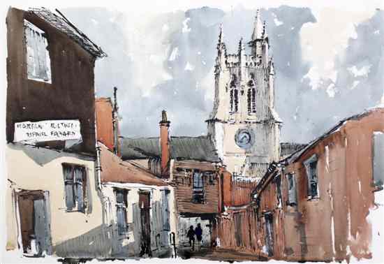 Appraisal: Edward Wesson - ink and watercolour Cockran's yard looking towards