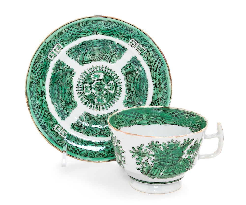 Appraisal: A Chinese Export Porcelain 'Green Fitzhugh' Cup and Saucer Saucer