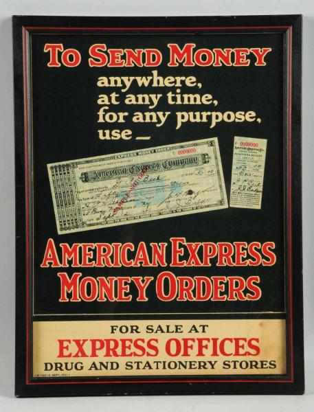 Appraisal: American Express Cardboard Sign Framed under glass with three to