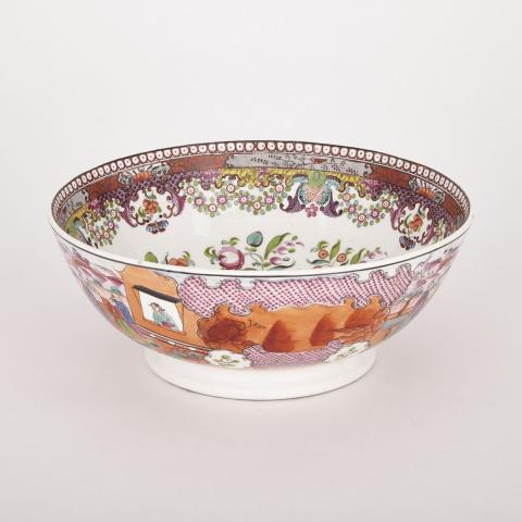 Appraisal: New Hall Boy in the Window Pattern Fruit Bowl c