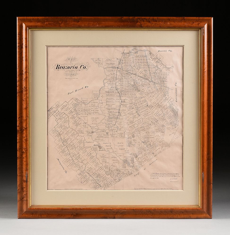 Appraisal: A FACSIMILE CADASTRAL MAP Map of Brazoria County EARLY TH