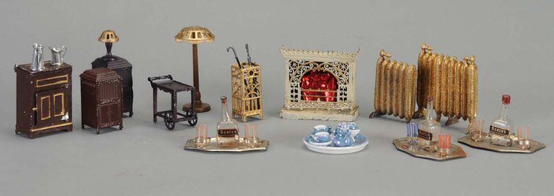 Appraisal: Assortment of Vintage Metal Dollhouse Accessories Germany and America early