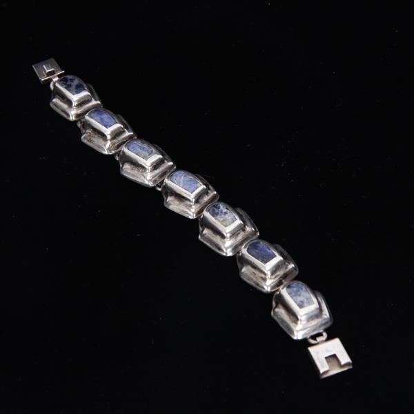 Appraisal: Taxco Vintage Modernist Sterling Silver Chunky Link Bracelet with stone