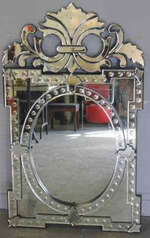 Appraisal: Venetian Style Mirror with Ornate Crown From a Manhattan NY