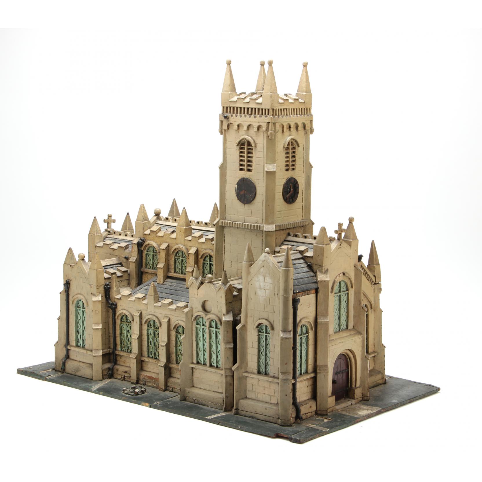 Appraisal: Detailed Wooden Model of a Medieval Church circa carefully crafted