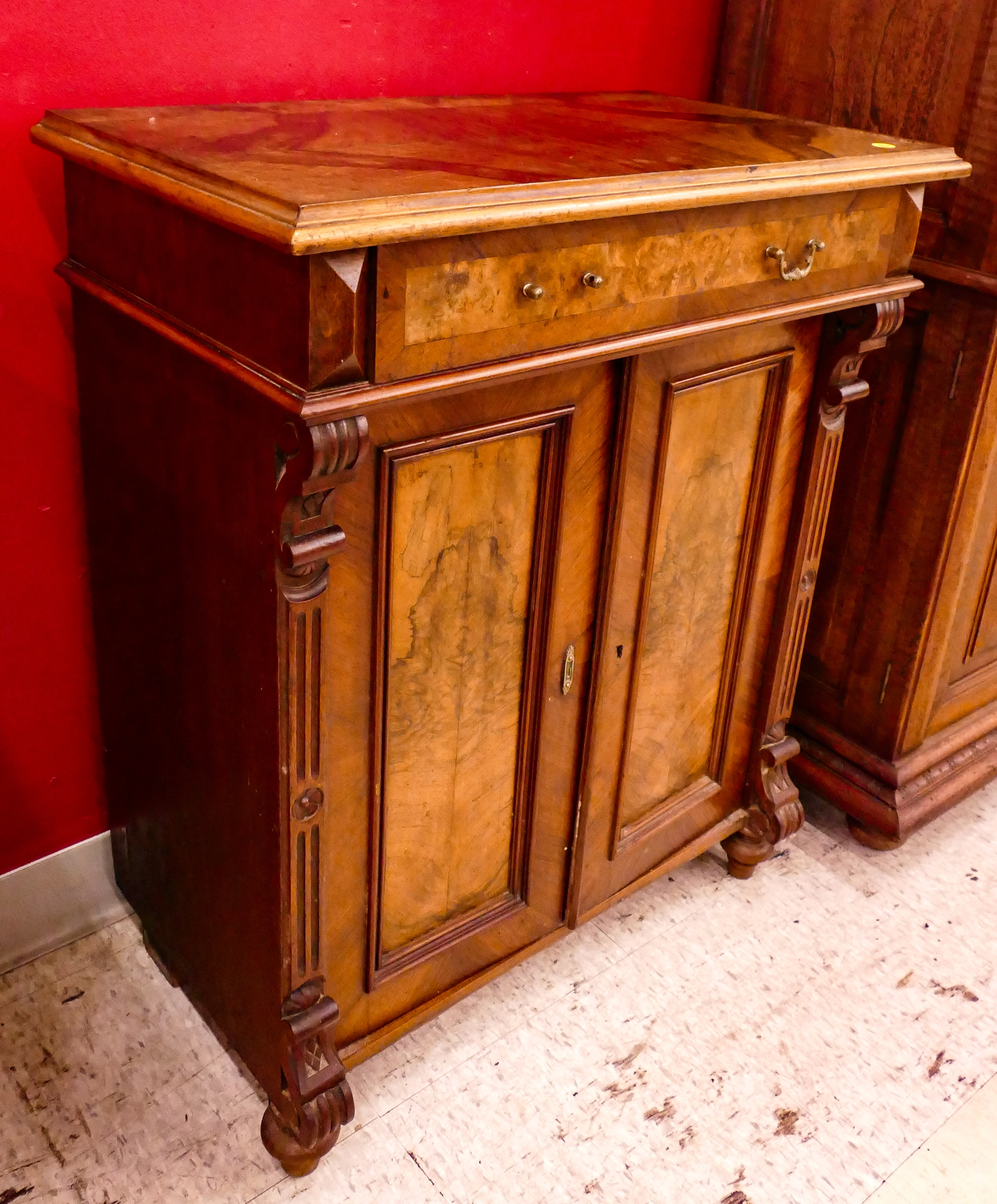 Appraisal: Antique English Carved Commode- missing one pull- x x ''