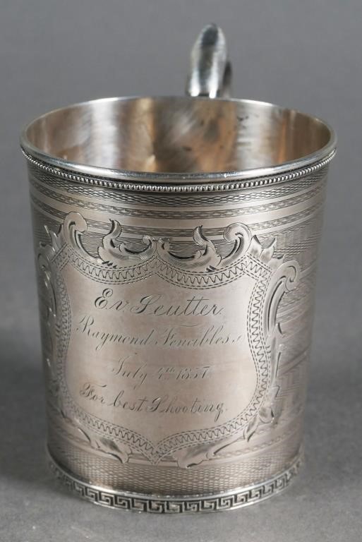 Appraisal: Historic coin silver cup engraved E V Seutter Raymond Fencibles