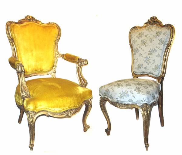 Appraisal: A Rococo style suite of seat furniture comprising two armchairs