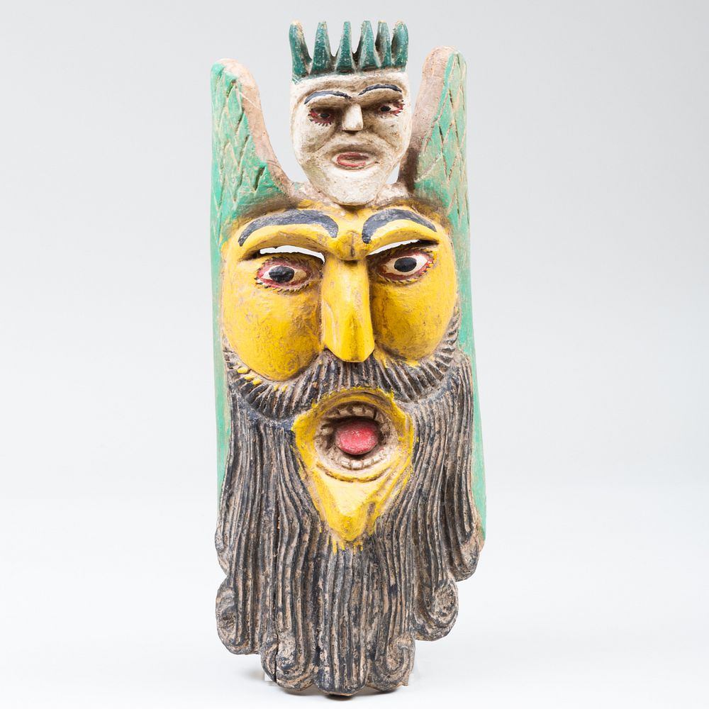 Appraisal: Group of Three Mexican Polychromed Masks The largest x x