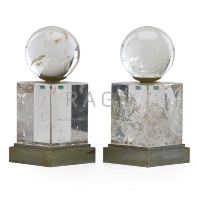 Appraisal: FRENCH Pair of table lamp bases s Rock quartz crystal