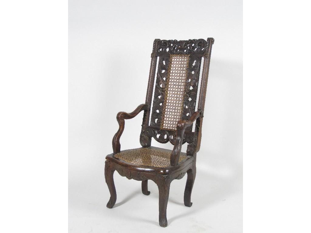 Appraisal: A th Century Continental Child's Armchair with cane panelled back