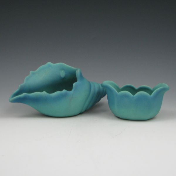 Appraisal: Van Briggle shell planter and tulip bowl in Ming Turquoise