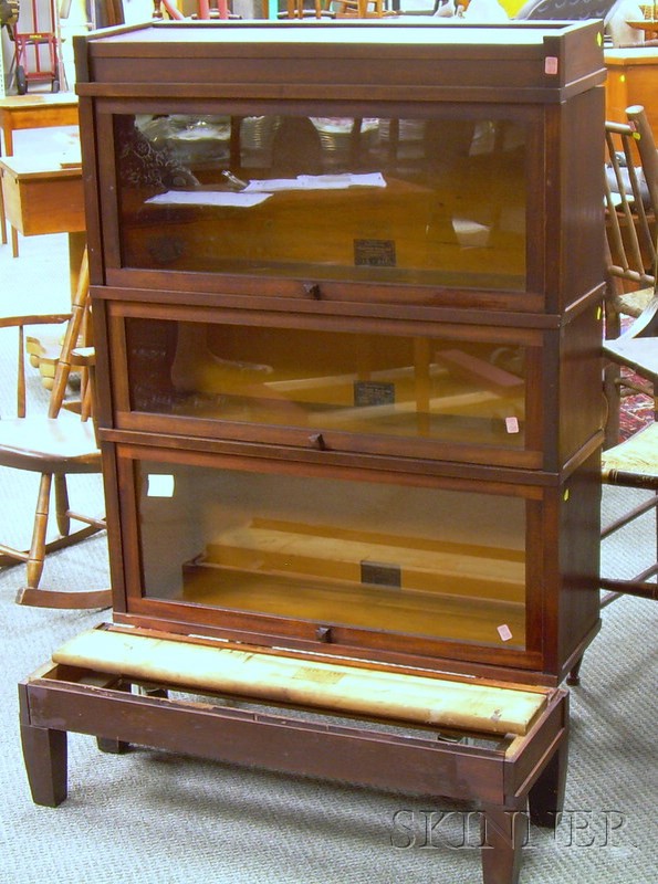 Appraisal: Globe-Wernicke Mahogany and Mahogany-finished Three-Stack Barrister's Bookcase ht wd dp