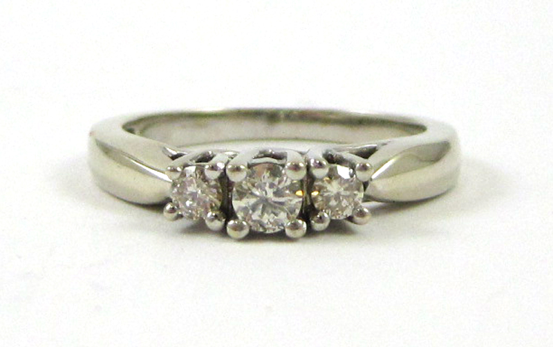 Appraisal: DIAMOND AND WHITE GOLD THREE STONE RING The k white