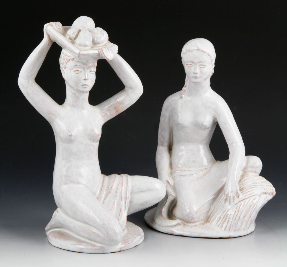 Appraisal: - Kahl Pair of Art Deco Ceramic Figures Carl Kahl