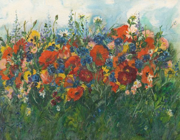 Appraisal: STALLARD AMERICAN TH CENTURY x image Summer Field Flowers Oil