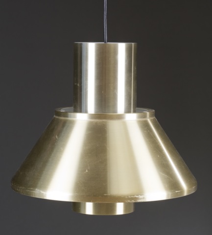 Appraisal: Danish Hanging Lamp Unmarked Anodised golden steel H x Dia