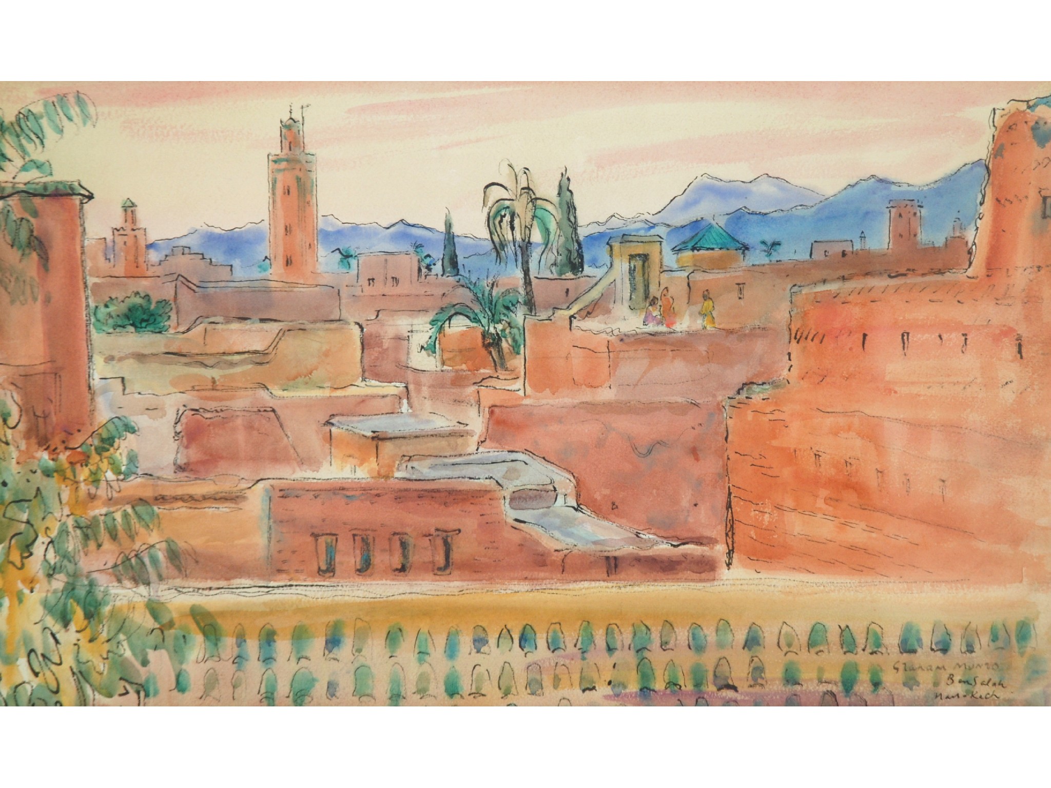 Appraisal: ALEXANDER GRAHAM MUNRO RSW Scottish - BEN SALA MARRAKECHInk and