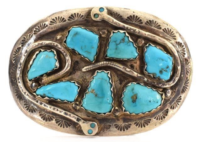 Appraisal: Native American silver content unknown belt buckle Effie Calavaza Zuni