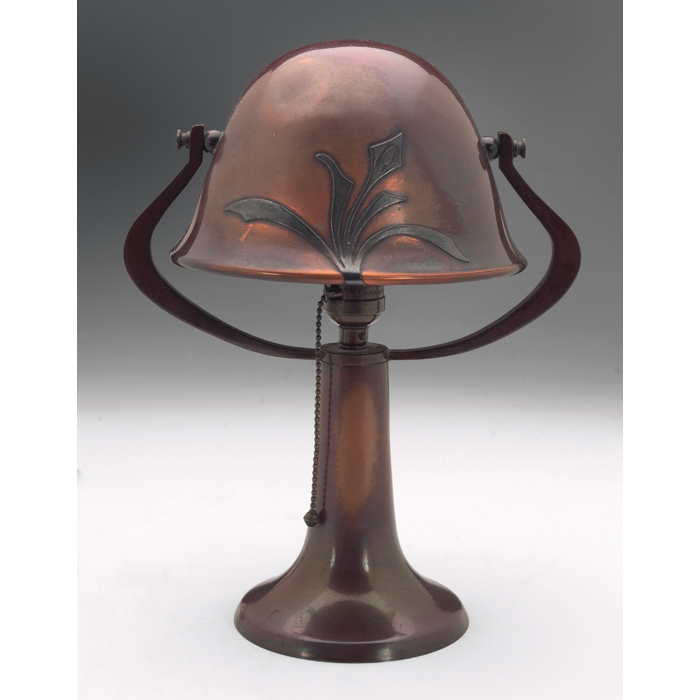 Appraisal: Heintz desk lamp sterling on bronze applied stylized floral design