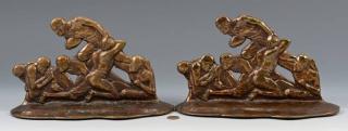 Appraisal: Pair Bronze Football Player bookends Pair of Art Deco period