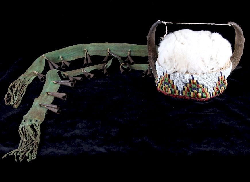 Appraisal: Assiniboine Beaded Pronghorn Headdress th C This is an exceptional