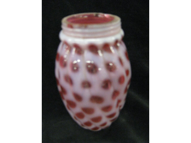 Appraisal: Cranberry Opalescent Art Glass Muffineer swirling coin spot lacking screw