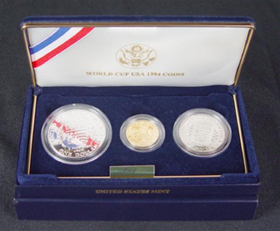 Appraisal: Three Piece World Cup USA Commemorative Proof Set Includes Gold