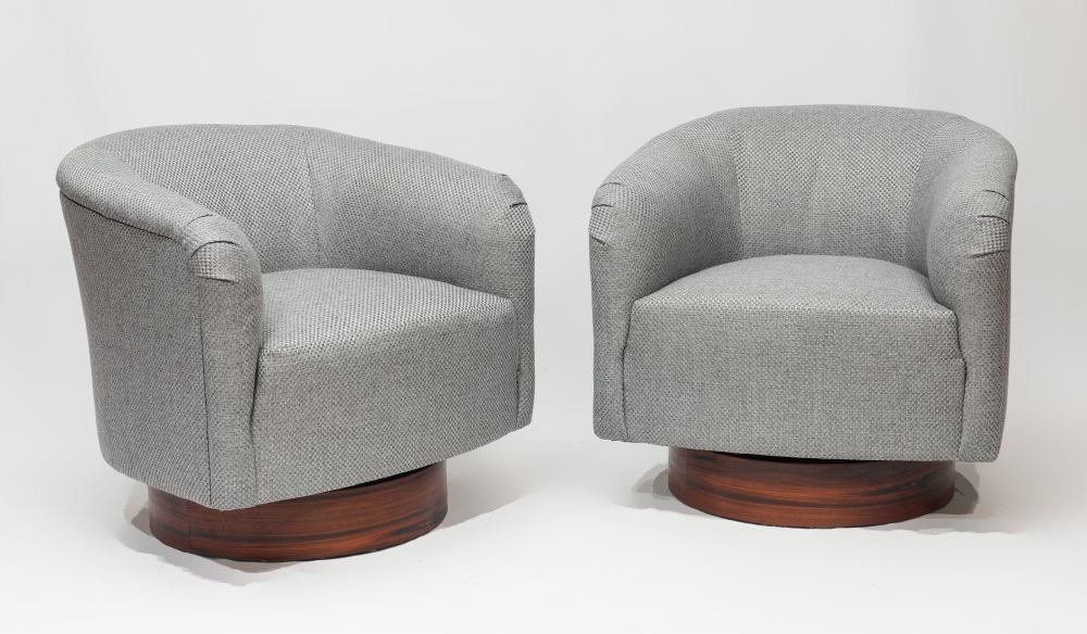 Appraisal: MILO BAUGHMAN FOR THAYER COGGIN PAIR OF SWIVEL CHAIRS Grey