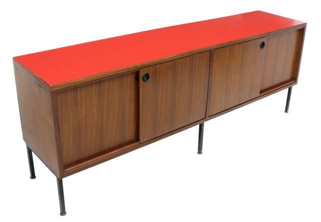 Appraisal: Italian mid-century modern sideboard credenza c s red laminate top