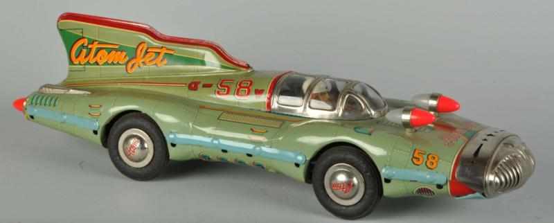 Appraisal: Tin No Atom Jet Race Car Friction Toy Excellent -