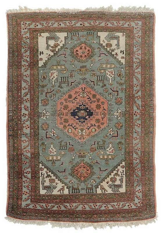 Appraisal: Ardabil Rug Persian early to mid th century turquoise ground