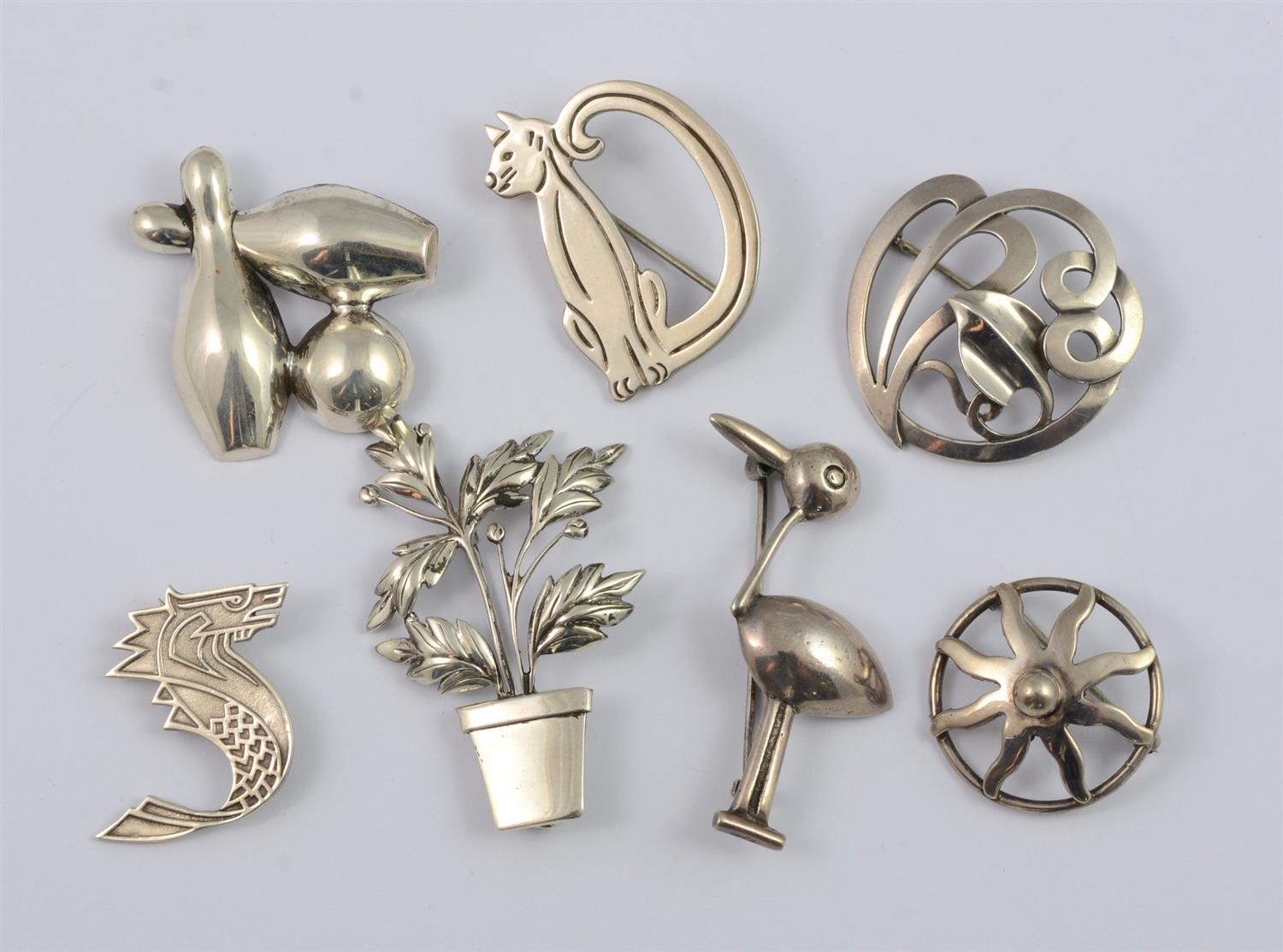 Appraisal: Silver Pins some hand made and some Mexican largest measures