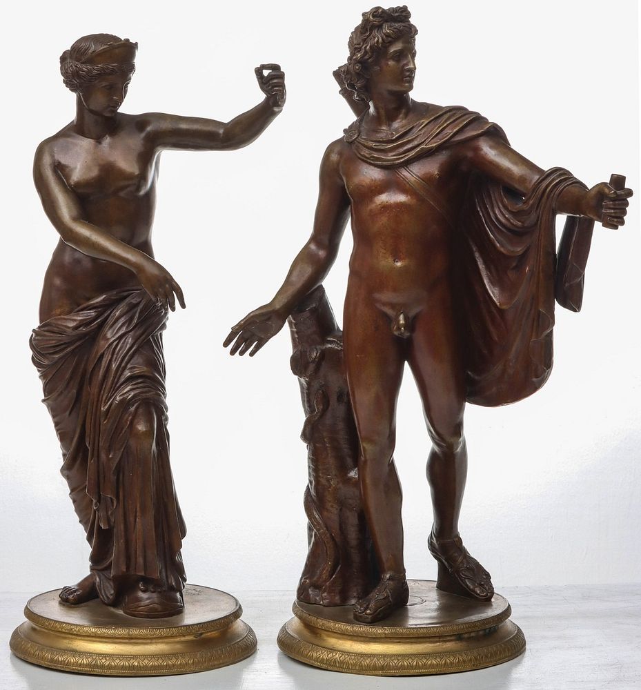 Appraisal: A PAIR TH C CLASSICAL BRONZE FIGURES SIGNED ERRICO Salvatore