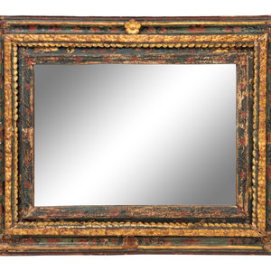 Appraisal: A Spanish Colonial Painted and Parcel Gilt Mirror th Century